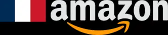 A French flag adjacent to the Amazon logo