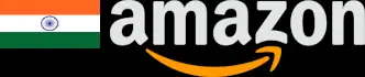 An Indian flag adjacent to the Amazon logo