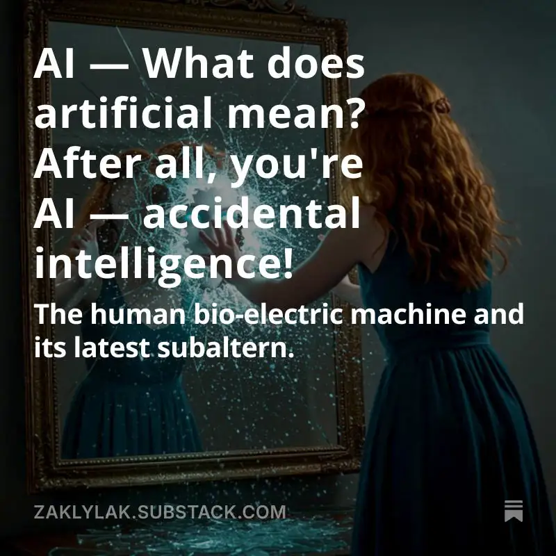A woman with red hair smashes a mirror that has a humanoid robot face emerging from it.